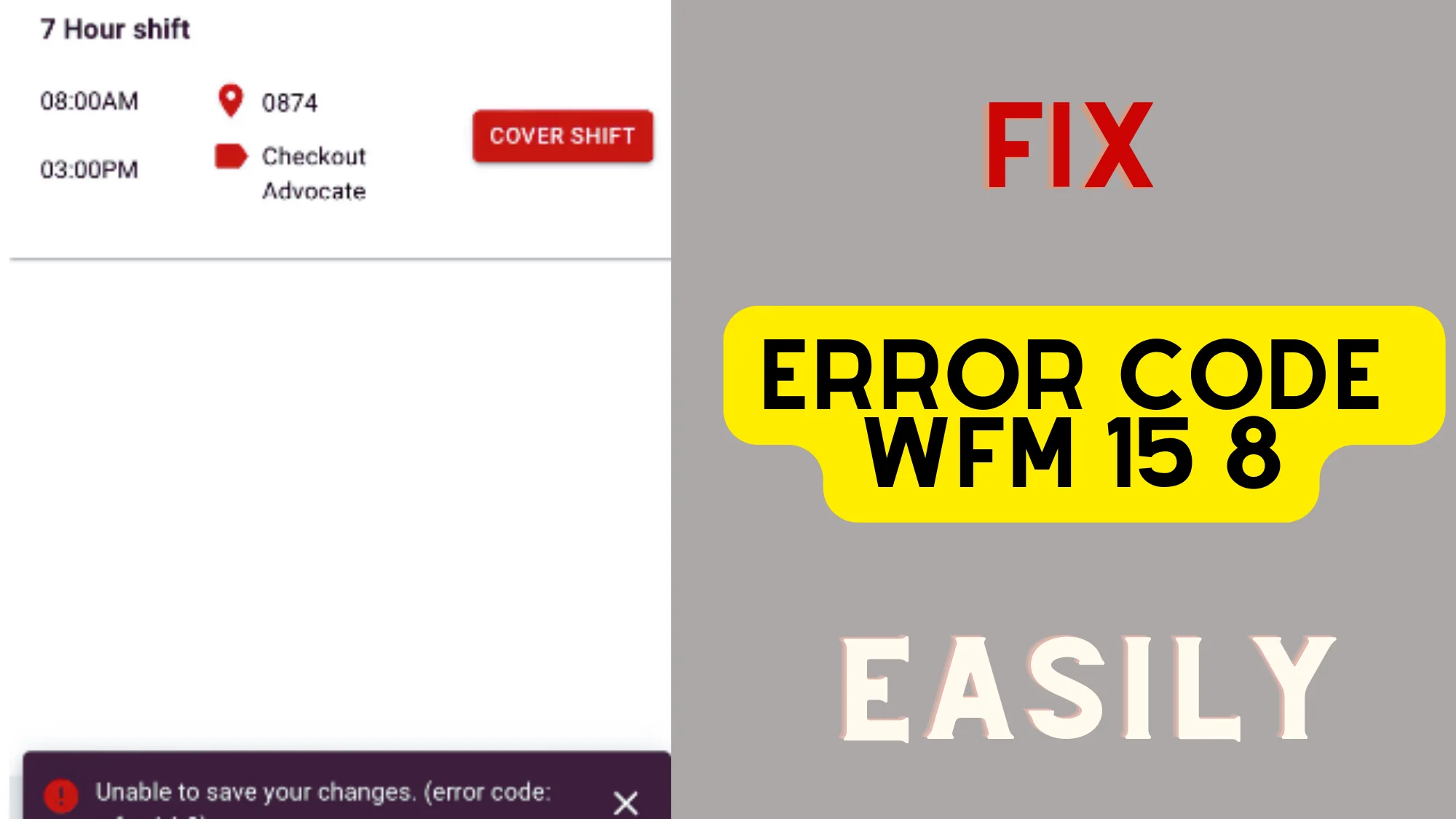 how to fix Error Code WFM 15 8