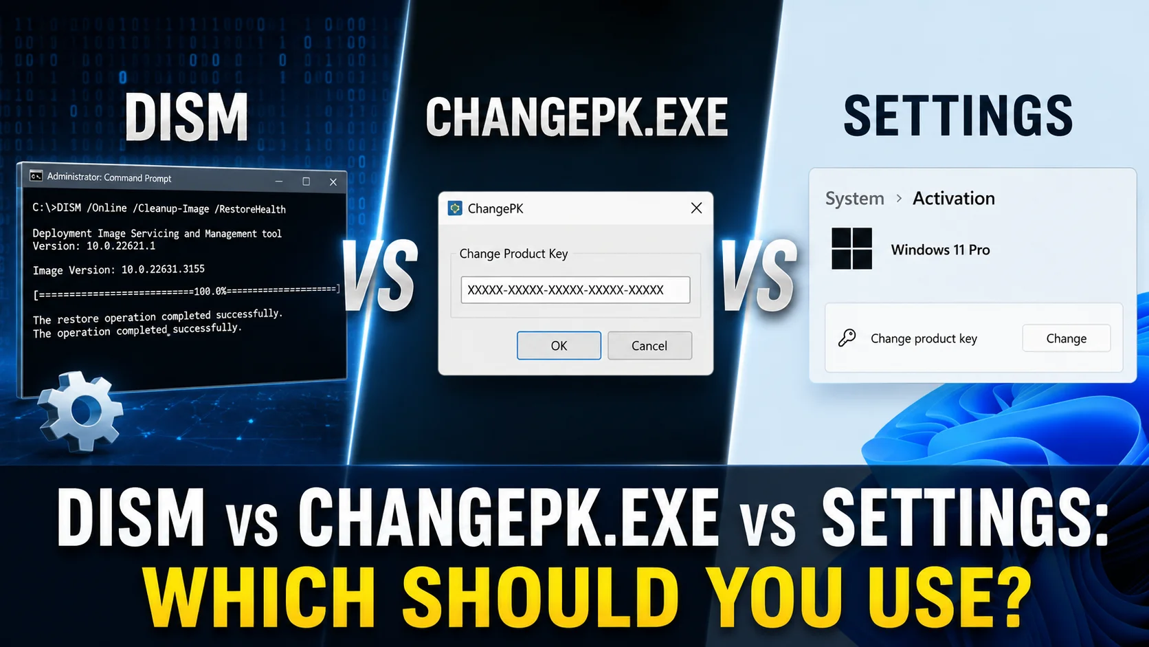 DISM vs changepk.exe vs Settings Which Should You Use