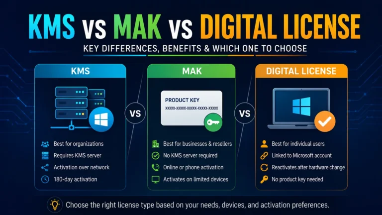 KMS vs MAK vs Digital License